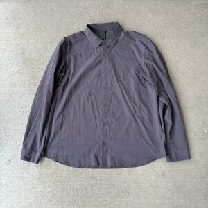 Lululemon Commission Long Sleeve Button Up Shirt XXL Purple Gray Stretch